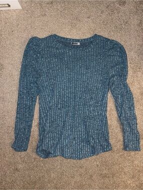 Textured Blue Crewneck Sweater - Women's